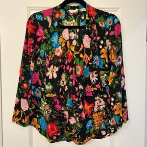 ANTHROPOLOGIE 11.1 TYLHO Floral Mireia Blouse Black Women’s Size XS